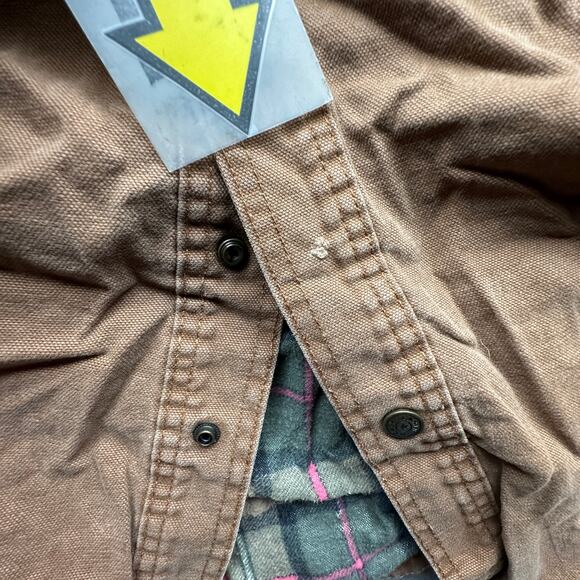 Lakin McKey Trading Co Key Flannel Lined Duck Canvas Shirt Shacket Brown Pocket - Picture 8 of 13